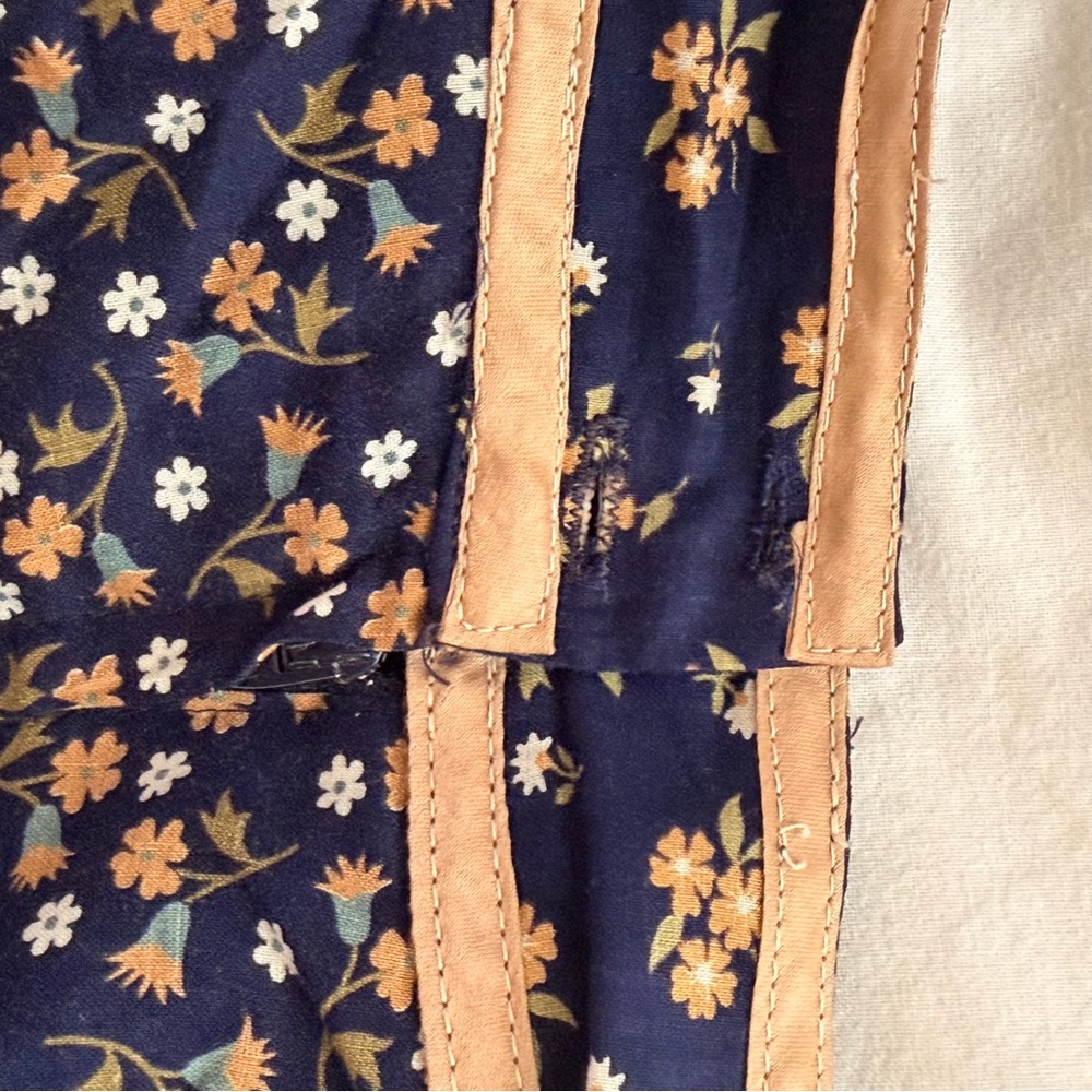 Gunne Sax Navy Floral Maxi Skirt with Cream Lace Trim - Picture 7 of 10